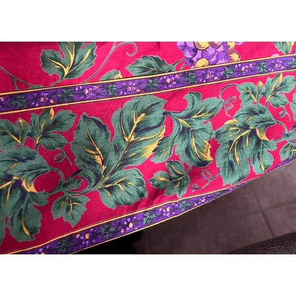 World Market Deep Red Tablecloth with Purple Grapes and Leaves 120" - Picture 4 of 7